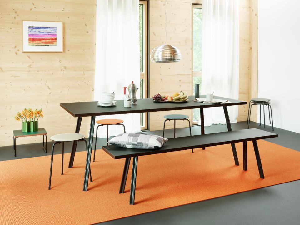 Linoleum conference table with Beam legs