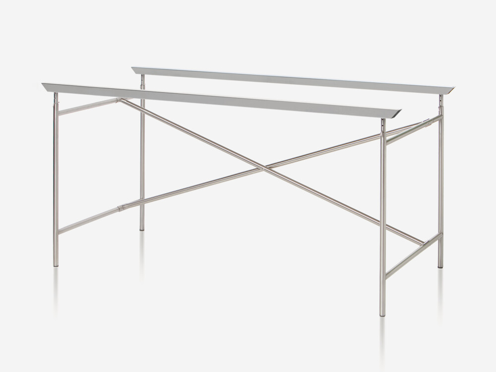 Panel reinforcement for the E2 table frame made of powder-coated steel, for stabilising large-format table tops.