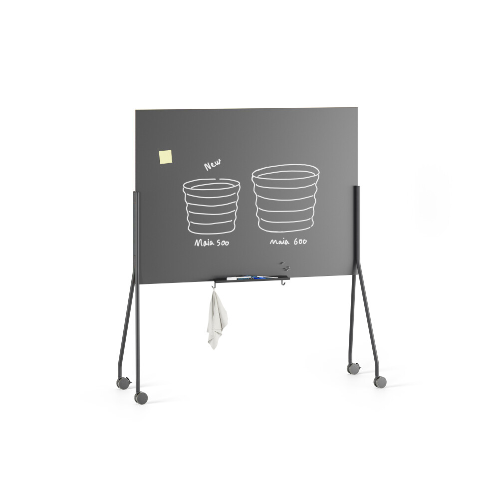 WALL Display Board by Michel Charlot in Jet black (RAL 9005) / Cork with Wall Tray