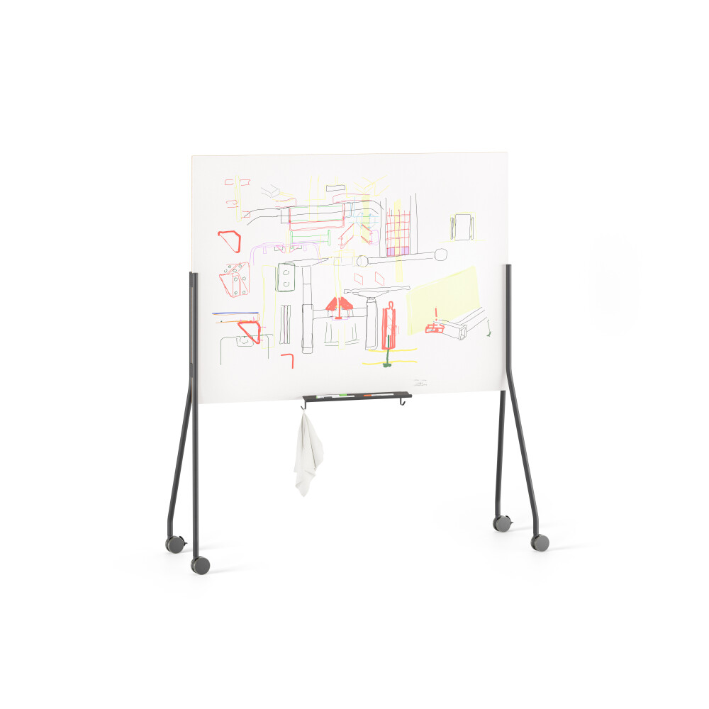WALL Display Board by Michel Charlot in Traffic white (RAL 9016) / Cork with Wall Tray