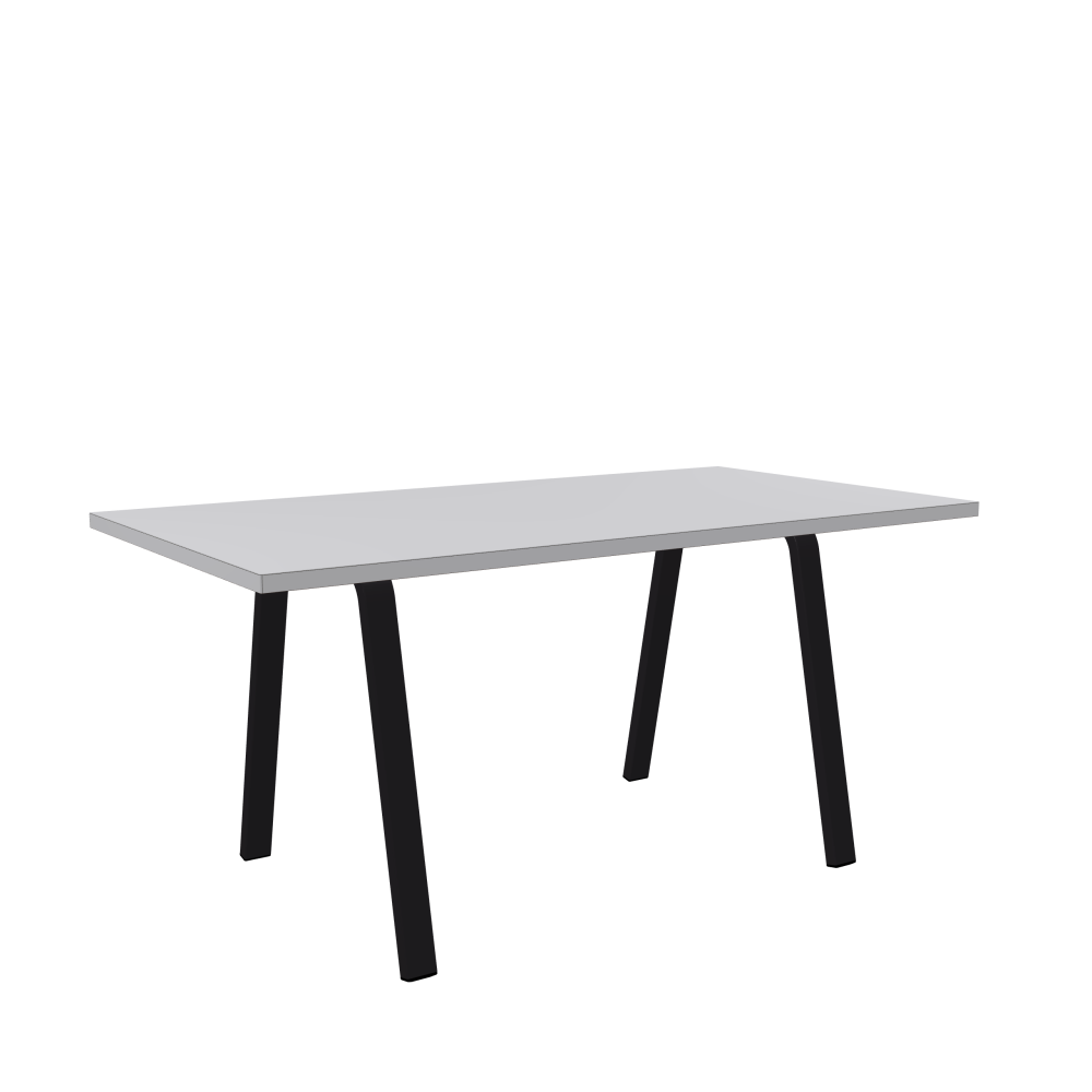 DIN Table - Shape Square - Length 160.00 cm - Width 85.00 cm - Radius 0.30 cm - Thickness 3 cm - Surface Linoleum, 4177 Vapour - Core Laminboard - Edge Linoleum, 4177 Vapour - Profile Edge 90° / DIN Table Frame - Material and Colour Powder-coated steel, Jet Black (RAL 9005) - Width S - Set 2 Pieces