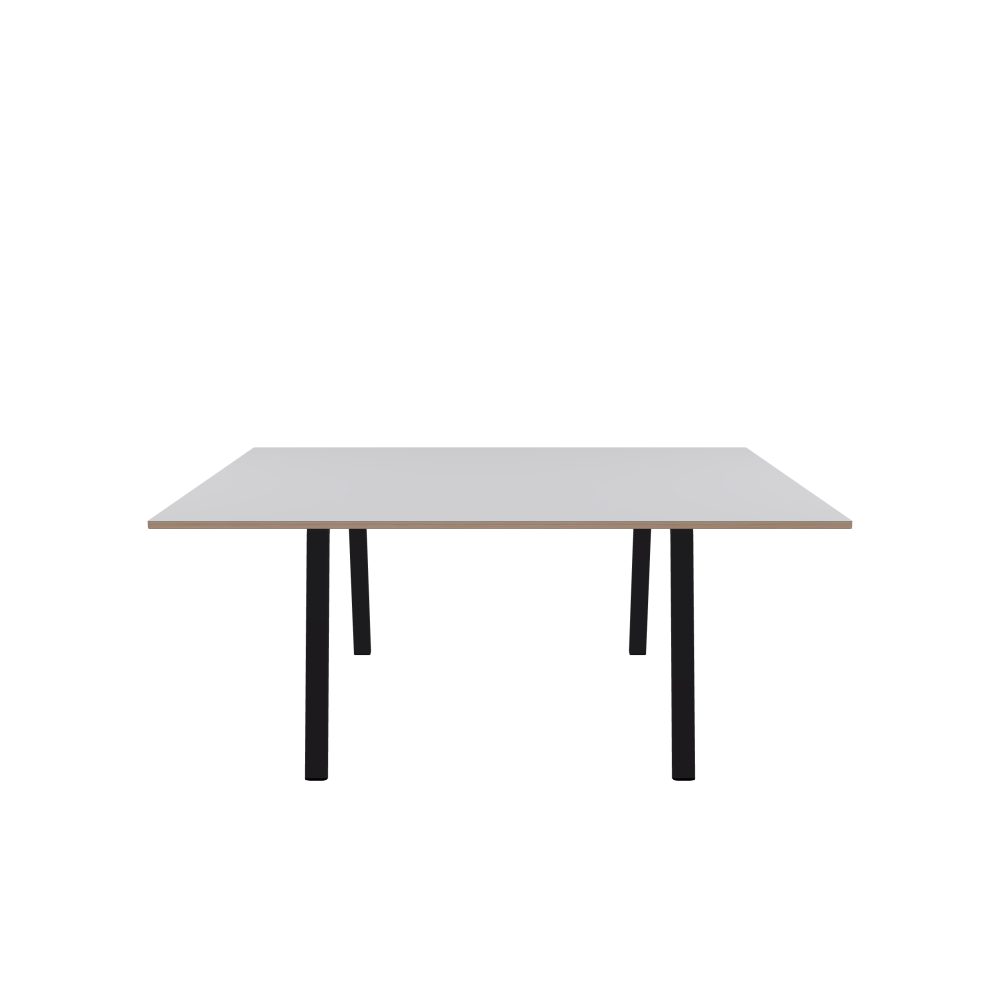 DIN Tisch - Form Eckig - Länge 180,00 cm - Tiefe 160,00 cm - Radius 1,00 cm - Stärke 2 cm - Freiformfläche 1.00000000 - Oberseite Linoleum, 4177 Vapour - Kern Multiplex Birke - Kantenschräge 90° / DIN Tischgestell - Materialien und Farben Pulverbeschichteter Stahl, Jet Black (RAL 9005) - Breite XL - Set 2 Stück