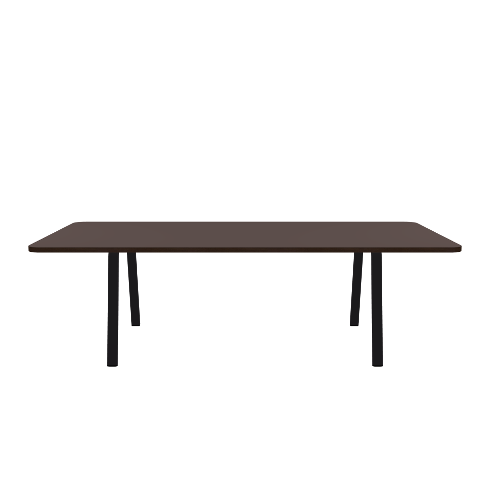 DIN Tisch - Form Eckig - Länge 250,00 cm - Tiefe 120,00 cm - Radius 8,00 cm - Stärke 3 cm - Freiformfläche 1.00000000 - Oberseite Linoleum, 4172 Mauve - Kern Stäbchenplatte - Kante Holz, Räuchereiche - Kantenschräge 90° / DIN Tischgestell - Materialien und Farben Pulverbeschichteter Stahl, Jet Black (RAL 9005) - Breite M - Set 2 Stück