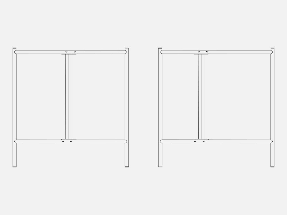 Two E2 tables with central and shifted cross bar