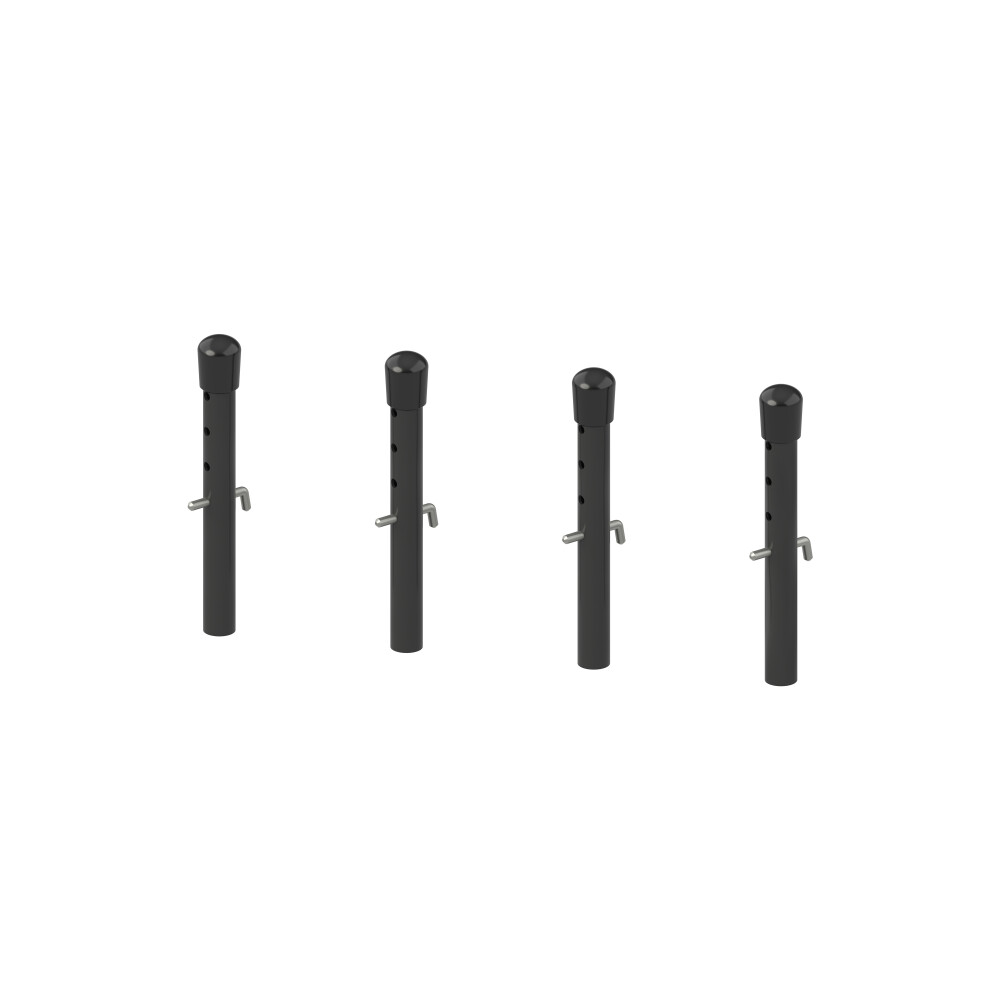 E2 Height Adjusters Short, in Steel, Jet black (RAL 9005) with  Caps