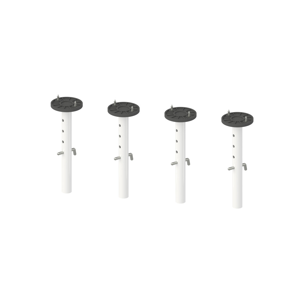 E2 Height Adjusters Short, in Steel, Traffic white (RAL 9016) with  Table Top Holders