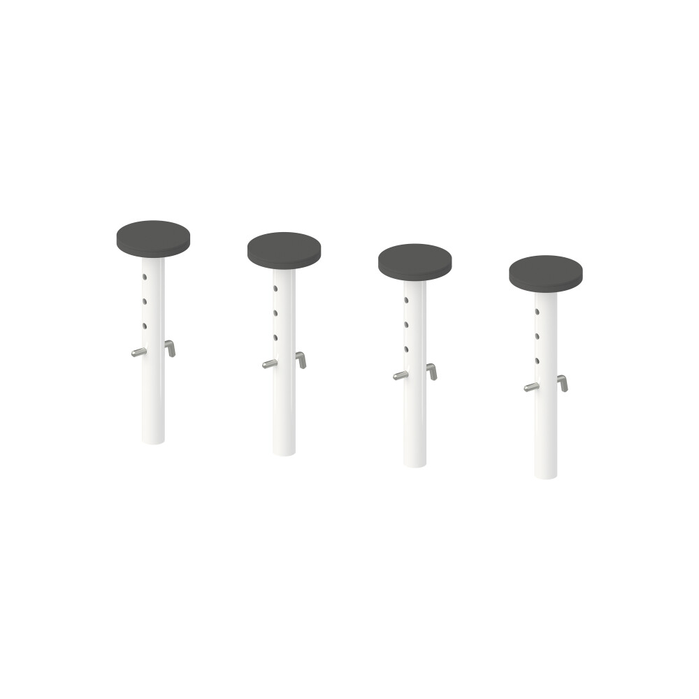 E2 Height Adjusters Short, in Steel, Traffic white (RAL 9016) with  Table Top Holders with Anti-Slide Cover