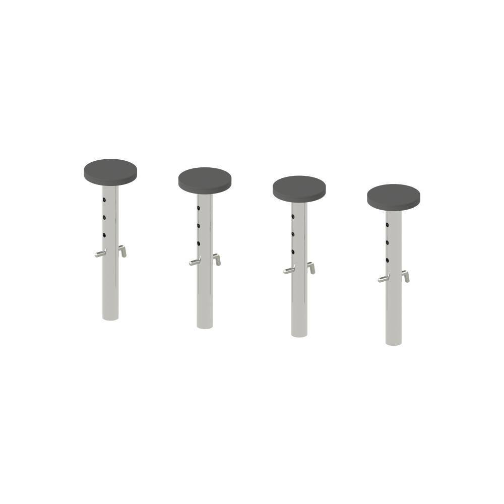 E2 Height Adjusters Short, in Steel, Chrome-plated with  Table Top Holders with Anti-Slide Cover