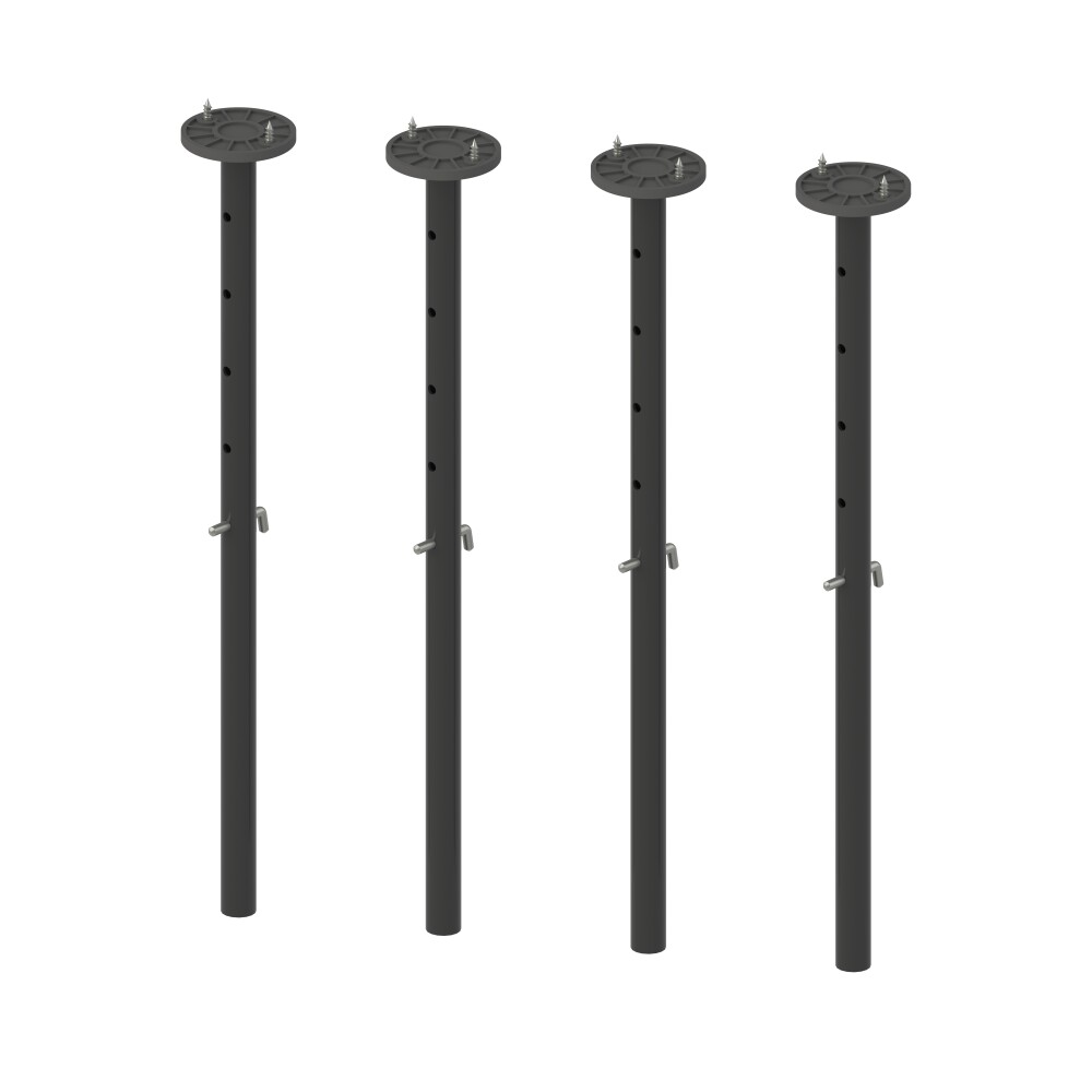 E2 Height Adjusters Long, in Steel, Jet black (RAL 9005) with  Table Top Holders