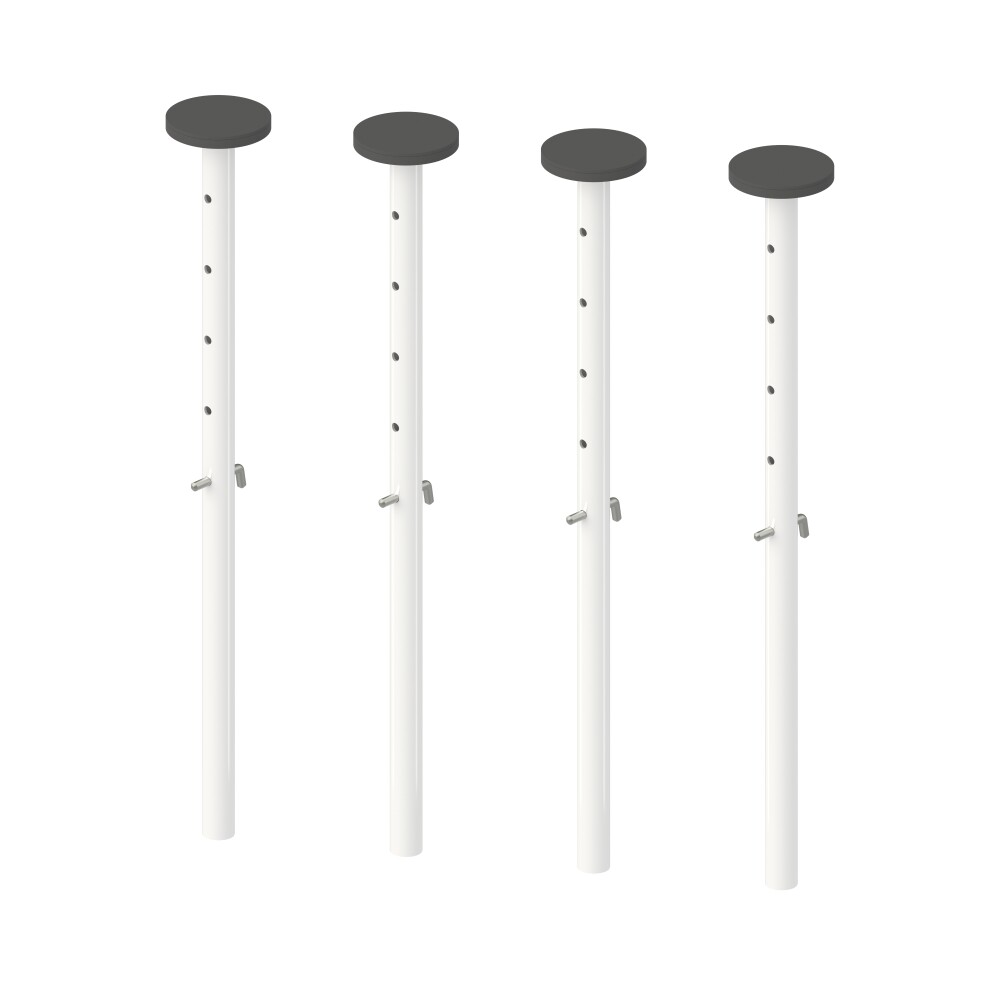 E2 Height Adjusters Long, in Steel, Traffic white (RAL 9016) with  Table Top Holders with Anti-Slide Cover