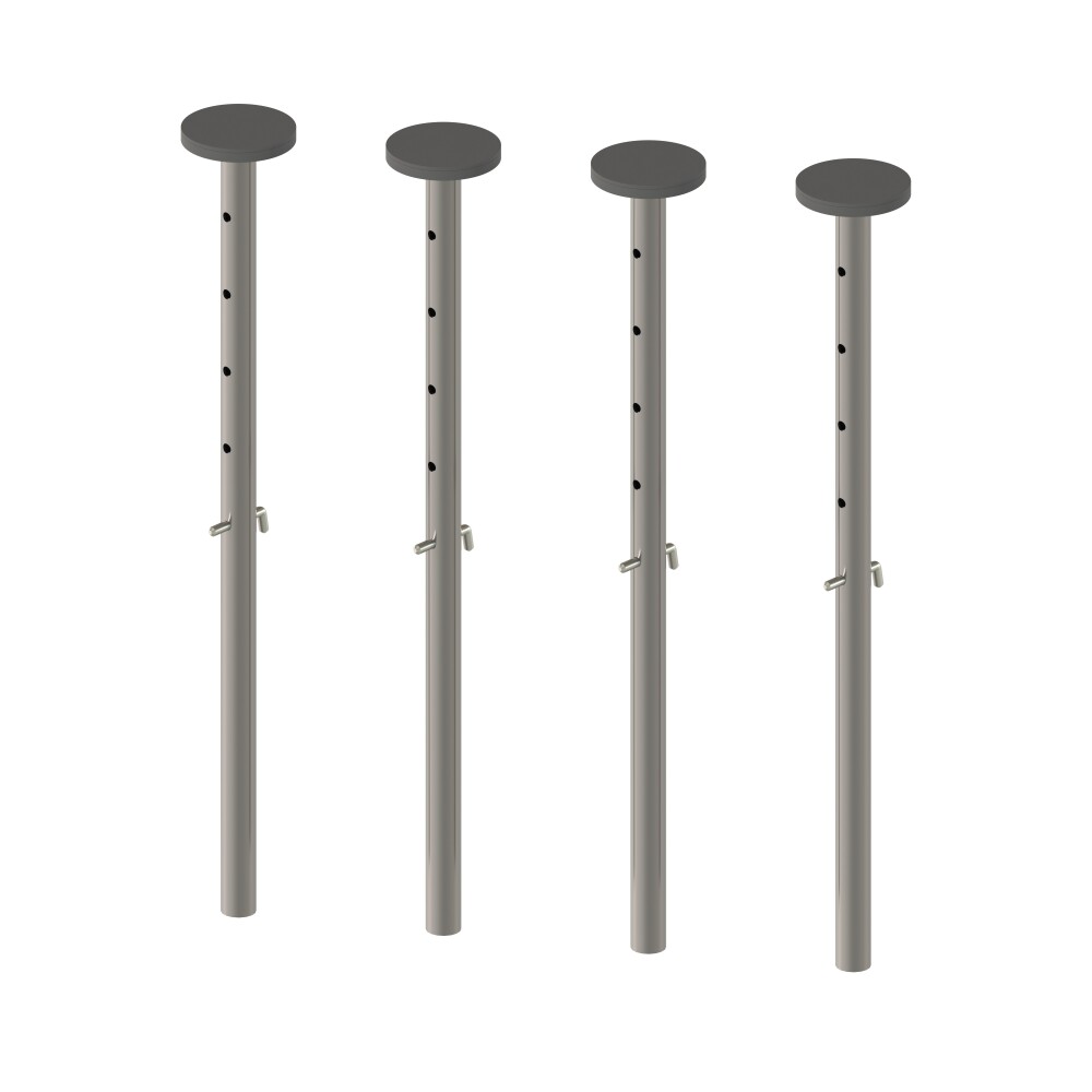 E2 Height Adjusters Long, in Steel, Clear-coated with  Table Top Holders with Anti-Slide Cover