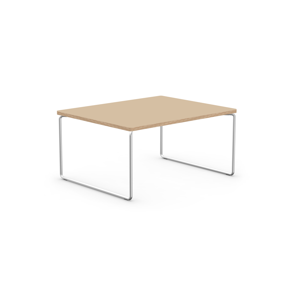LOW & LOWER Coffee Tables - Linoleum Linoleum, 4007 Macadamia - Table Top Edge Oak - Frame Steel, Chrome-plated (glossy) - Dimensions L 40 × W 35 × H 27 cm