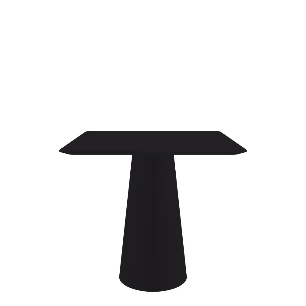 ALT Table - Shape Square - Length 80,00 cm - Width 80,00 cm - Radius 4,00 cm - Thickness 2.1 cm - Freeform 1.00000000 - Surface Linoleum, 4166 Charcoal - Core MDF - Edge MDF, Black - Profile Edge 25° / ALT Table Stand - Surface Linoleum, 4166 Charcoal - Size S: Ø 36 × H 72 cm