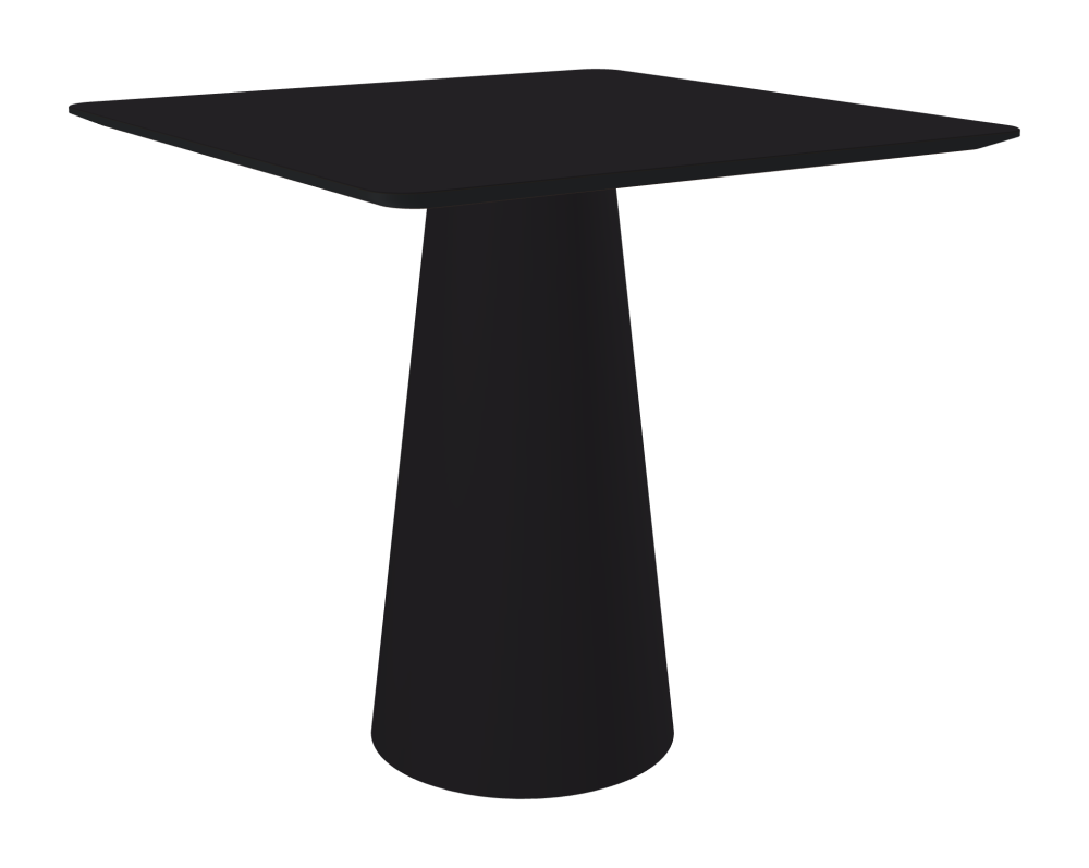 ALT Table - Shape Square - Length 80.00 cm - Width 80.00 cm - Radius 4.00 cm - Thickness 2.1 cm - Freeform 1.00000000 - Surface Linoleum, 4166 Charcoal - Core MDF - Edge MDF, Black - Profile Edge 25° / ALT Table Stand - Surface Linoleum, 4166 Charcoal - Size S: Ø 36 × H 72 cm