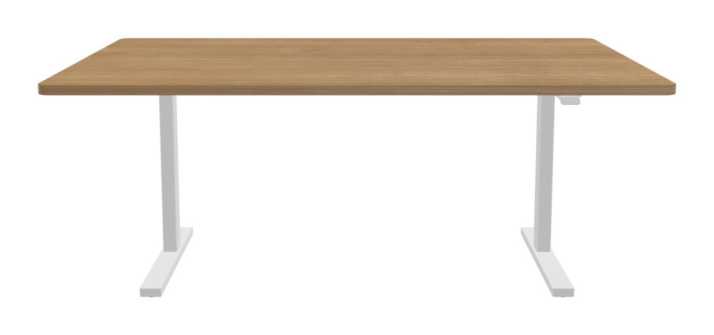 ATS Desk - Shape Square - Length 190.00 cm - Width 120.00 cm - Radius 4.00 cm - Thickness 2.9 cm - Surface Wood Veneer, Oak - Core Laminboard - Edge Wood, Oak - Profile Edge 90° / ATS Desk Frame - Material and Colour Powder coated, Traffic white (RAL 9016) - Size L 146 × W 71 cm - Lifting Columns Rectangle - Control Unit Standard