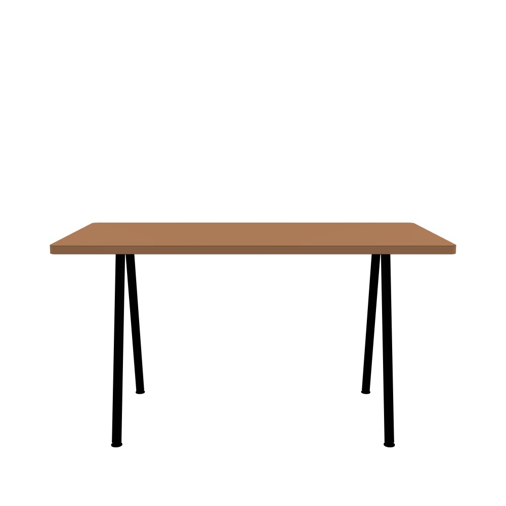 DIN PLUS Table - Shape Square - Length 140.00 cm - Width 70.00 cm - Radius 2.60 cm - Thickness 3 cm - Surface Linoleum, 4003 Walnut - Core Laminboard - Edge Linoleum, 4003 Walnut - Profile Edge 90° / DIN PLUS Table Frame - Material and Colour Powder-coated steel, Jet Black (RAL 9005) - Length 106 cm - Width XS - Leg Profile Round - Set 2 Pieces