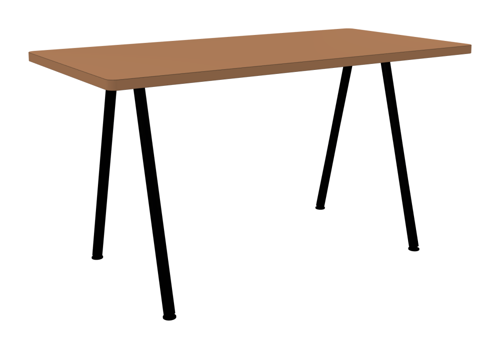 DIN PLUS Table - Shape Square - Length 140.00 cm - Width 70.00 cm - Radius 2.60 cm - Thickness 3 cm - Surface Linoleum, 4003 Walnut - Core Laminboard - Edge Linoleum, 4003 Walnut - Profile Edge 90° / DIN PLUS Table Frame - Material and Colour Powder-coated steel, Jet Black (RAL 9005) - Length 106 cm - Width XS - Leg Profile Round - Set 2 Pieces