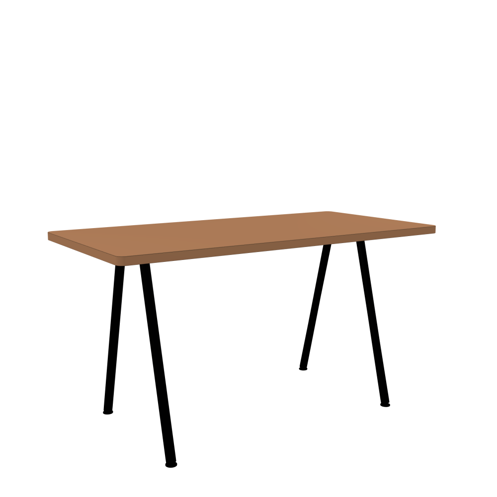 DIN PLUS Table - Shape Square - Length 140.00 cm - Width 70.00 cm - Radius 2.60 cm - Thickness 3 cm - Surface Linoleum, 4003 Walnut - Core Laminboard - Edge Linoleum, 4003 Walnut - Profile Edge 90° / DIN PLUS Table Frame - Material and Colour Powder-coated steel, Jet Black (RAL 9005) - Length 106 cm - Width XS - Leg Profile Round - Set 2 Pieces