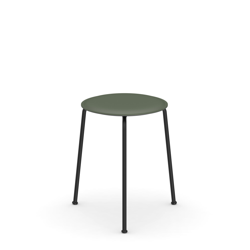 Ravioli stool by Faust with linoleum seat against a white background.