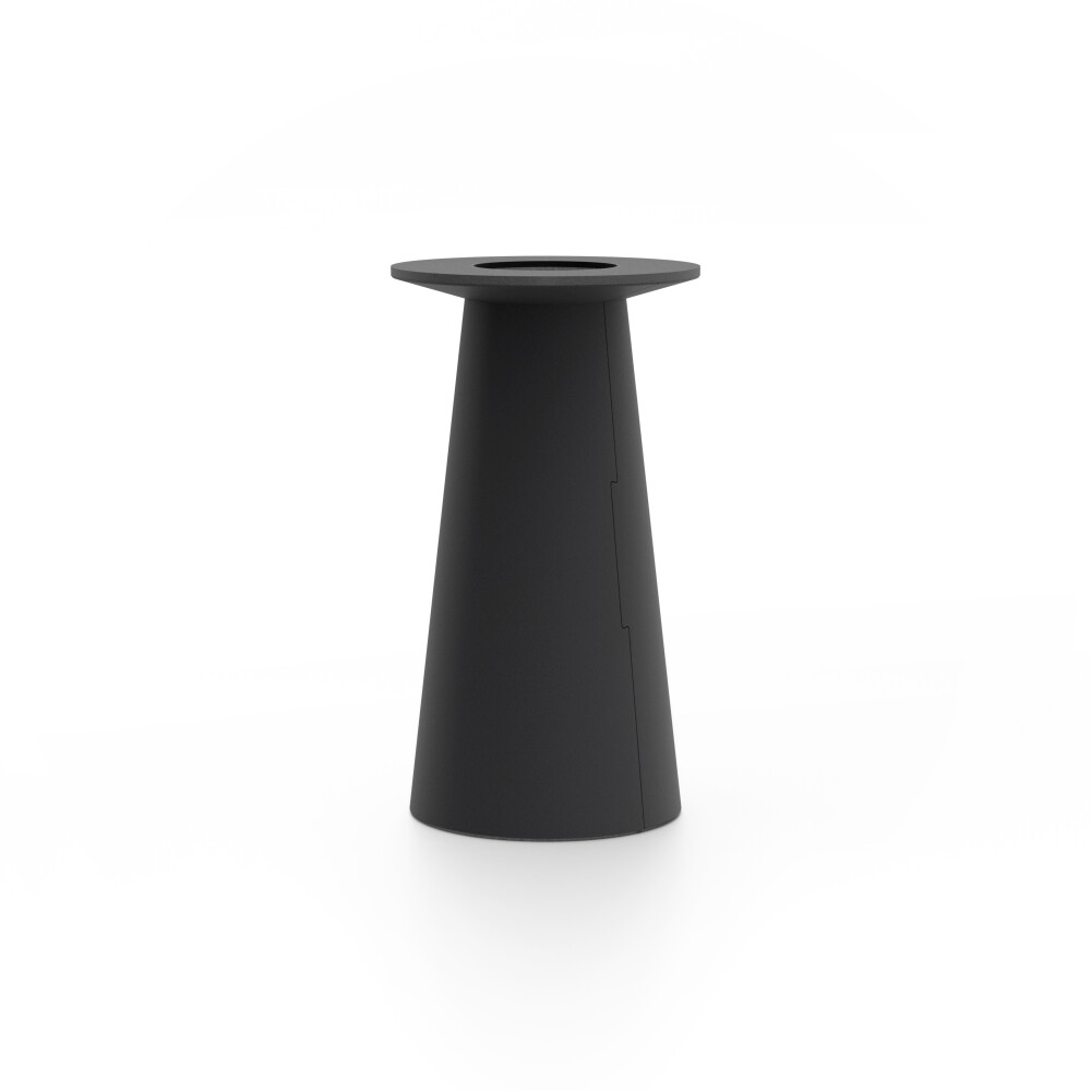 ALT (All Linoleum Table) cone-shaped table base lined with linoleum (4166 Charcoal), S Ø 36 cm, designed by Keiji Takeuchi