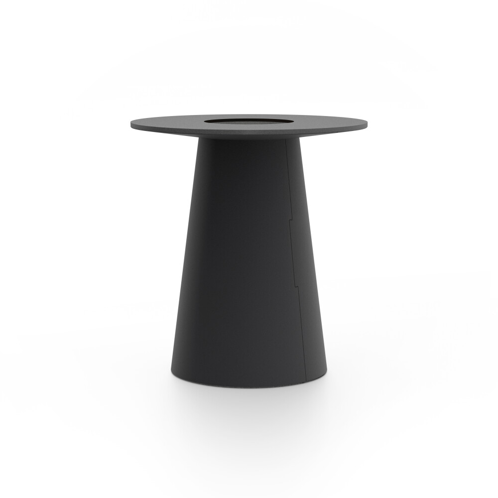 ALT (All Linoleum Table) cone-shaped table base lined with linoleum (4166 Charcoal), L Ø450, designed by Keiji Takeuchi