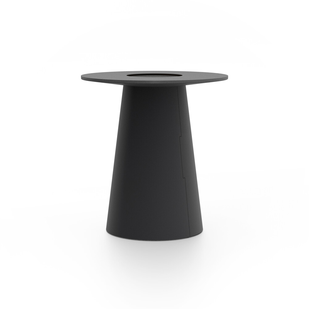 ALT (All Linoleum Table) cone-shaped table base lined with linoleum (4166 Charcoal), L Ø 45 cm, designed by Keiji Takeuchi