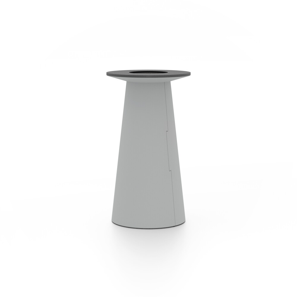 ALT (All Linoleum Table) cone-shaped table base lined with linoleum (4132 Ash), S Ø 36 cm, designed by Keiji Takeuchi
