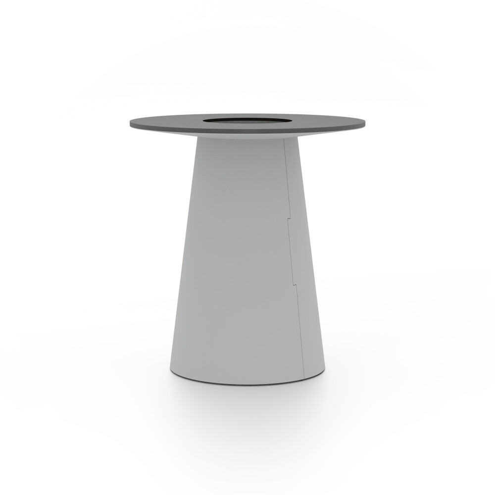 ALT (All Linoleum Table) cone-shaped table base lined with linoleum (4132 Ash), L Ø 45 cm, designed by Keiji Takeuchi