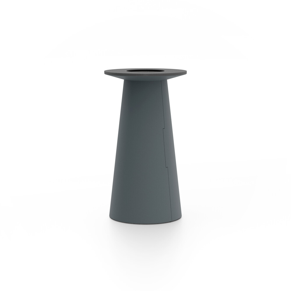 ALT (All Linoleum Table) cone-shaped table base lined with linoleum (4155 Pewter), S Ø 36 cm, designed by Keiji Takeuchi