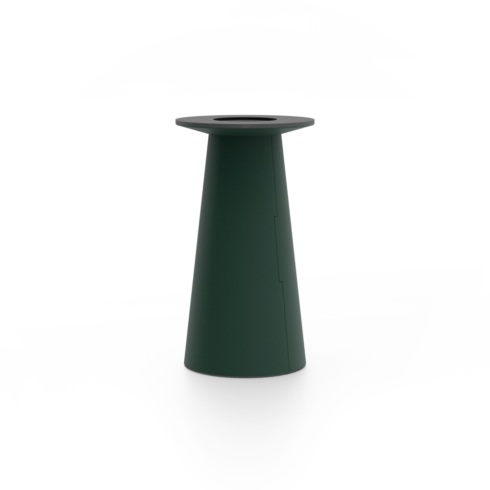 ALT (All Linoleum Table) cone-shaped table base lined with linoleum (4174 Conifer), S Ø 36 cm, designed by Keiji Takeuchi