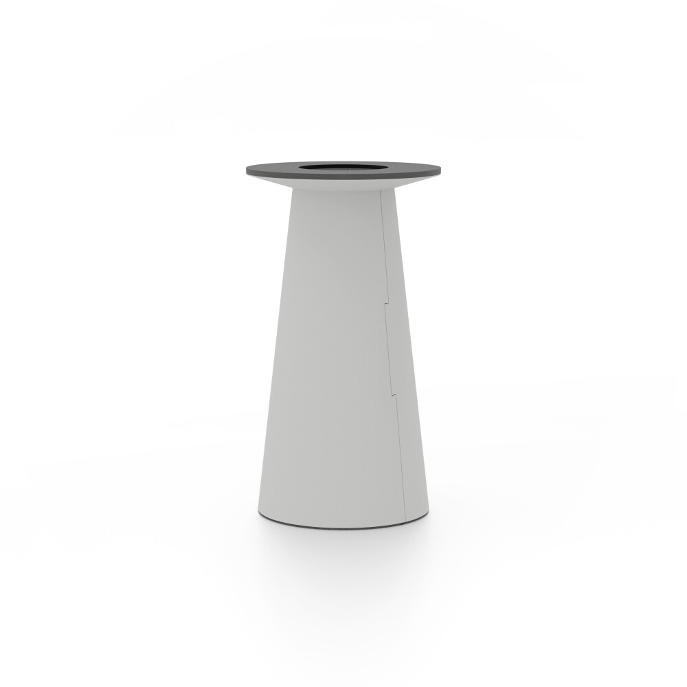 ALT (All Linoleum Table) cone-shaped table base lined with linoleum (4175 Pebble), S Ø360, designed by Keiji Takeuchi