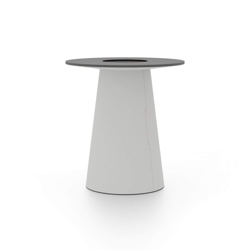 ALT (All Linoleum Table) cone-shaped table base lined with linoleum (4175 Pebble), L Ø 45 cm, designed by Keiji Takeuchi