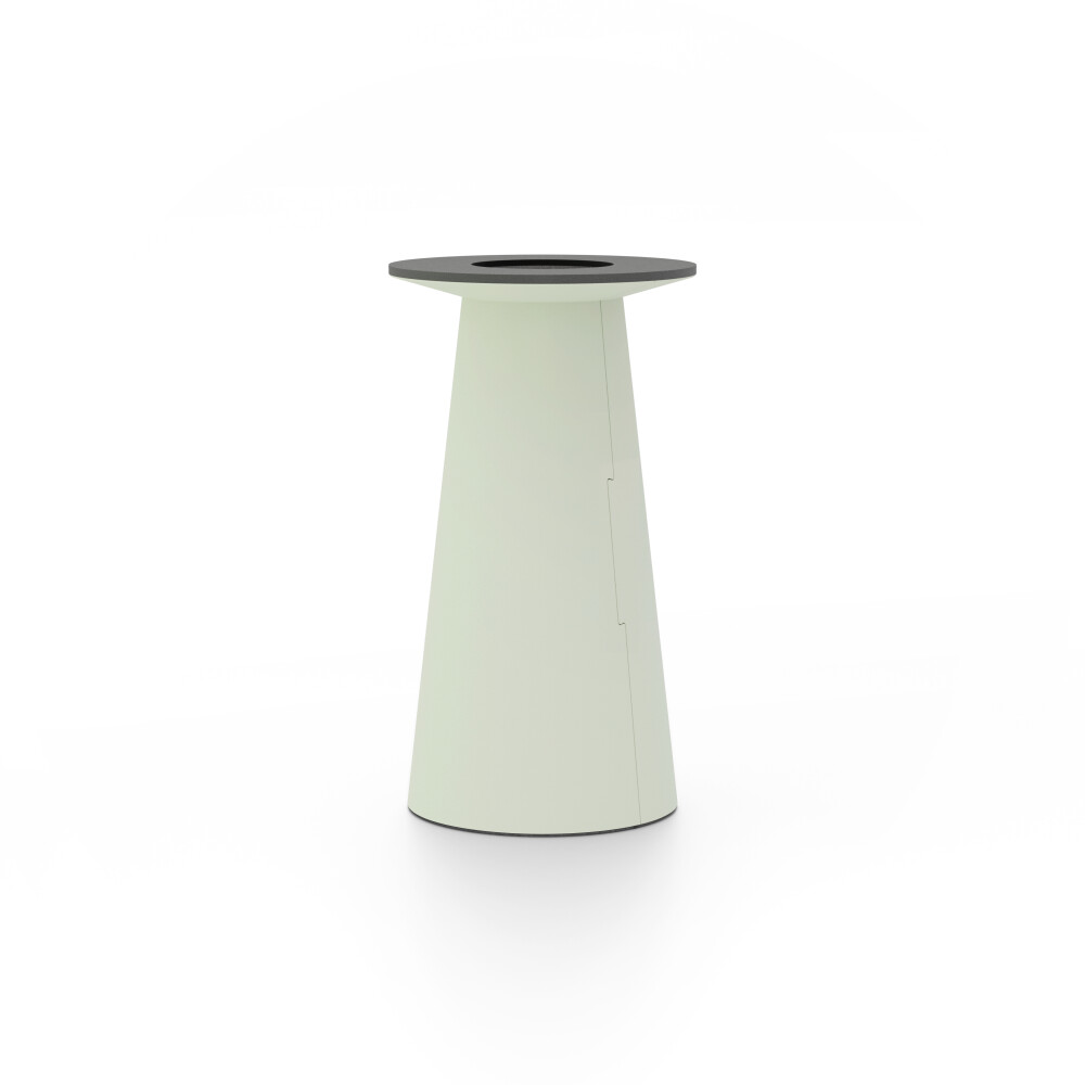ALT (All Linoleum Table) cone-shaped table base lined with linoleum (4183 Pistachio), S Ø 36 cm, designed by Keiji Takeuchi