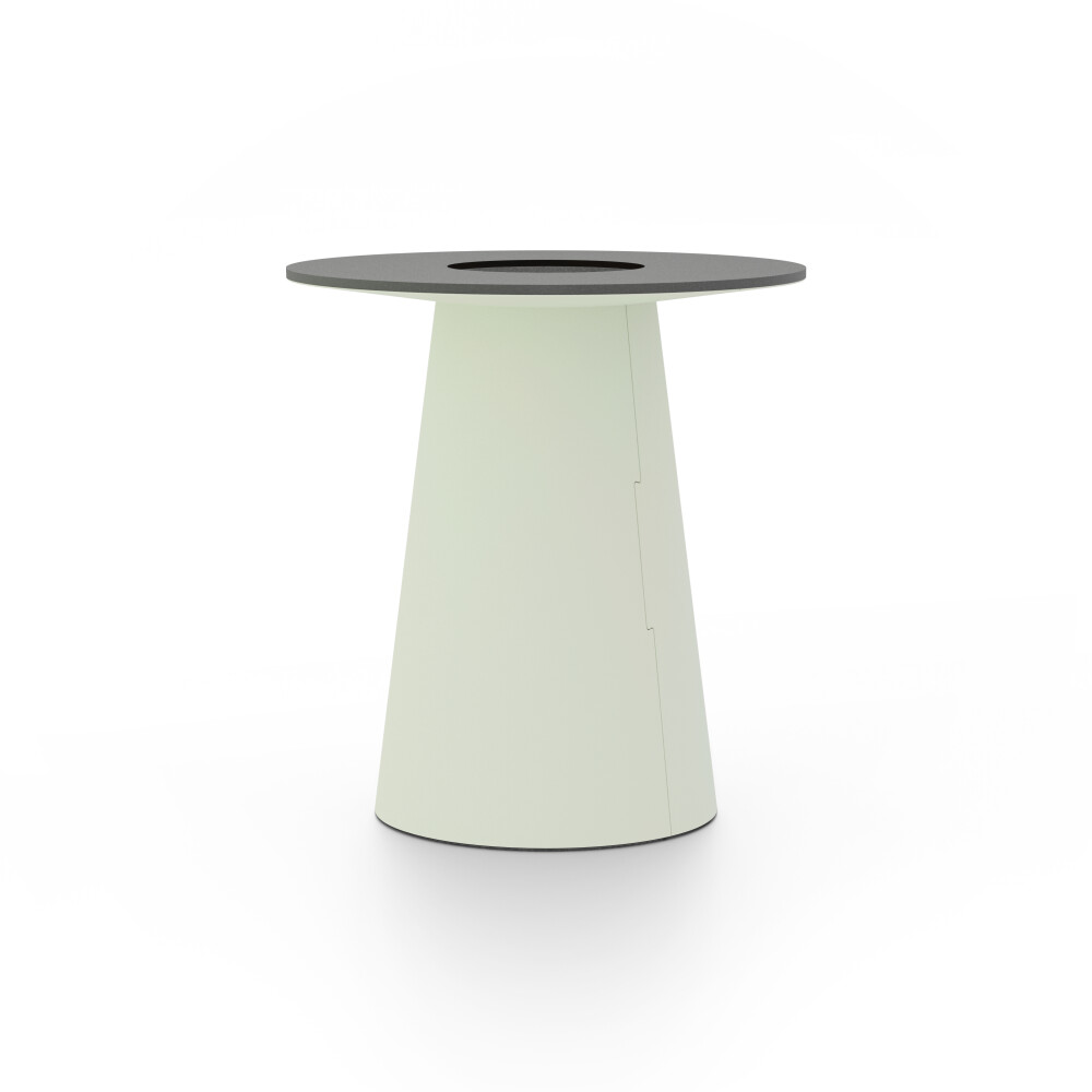 ALT (All Linoleum Table) cone-shaped table base lined with linoleum (4183 Pistachio), L Ø450, designed by Keiji Takeuchi