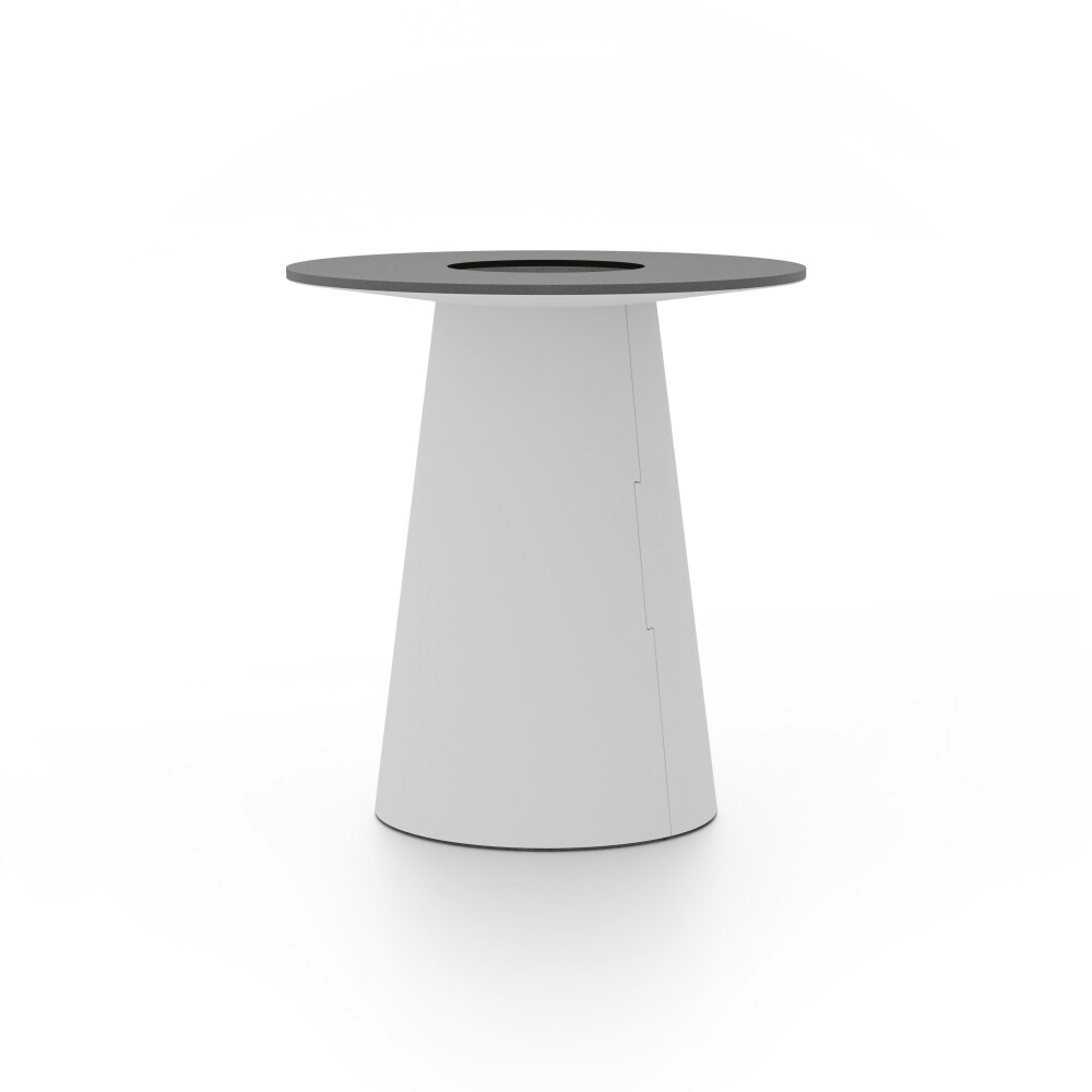 ALT (All Linoleum Table) cone-shaped table base lined with linoleum (4177 Vapour), L Ø 45 cm, designed by Keiji Takeuchi