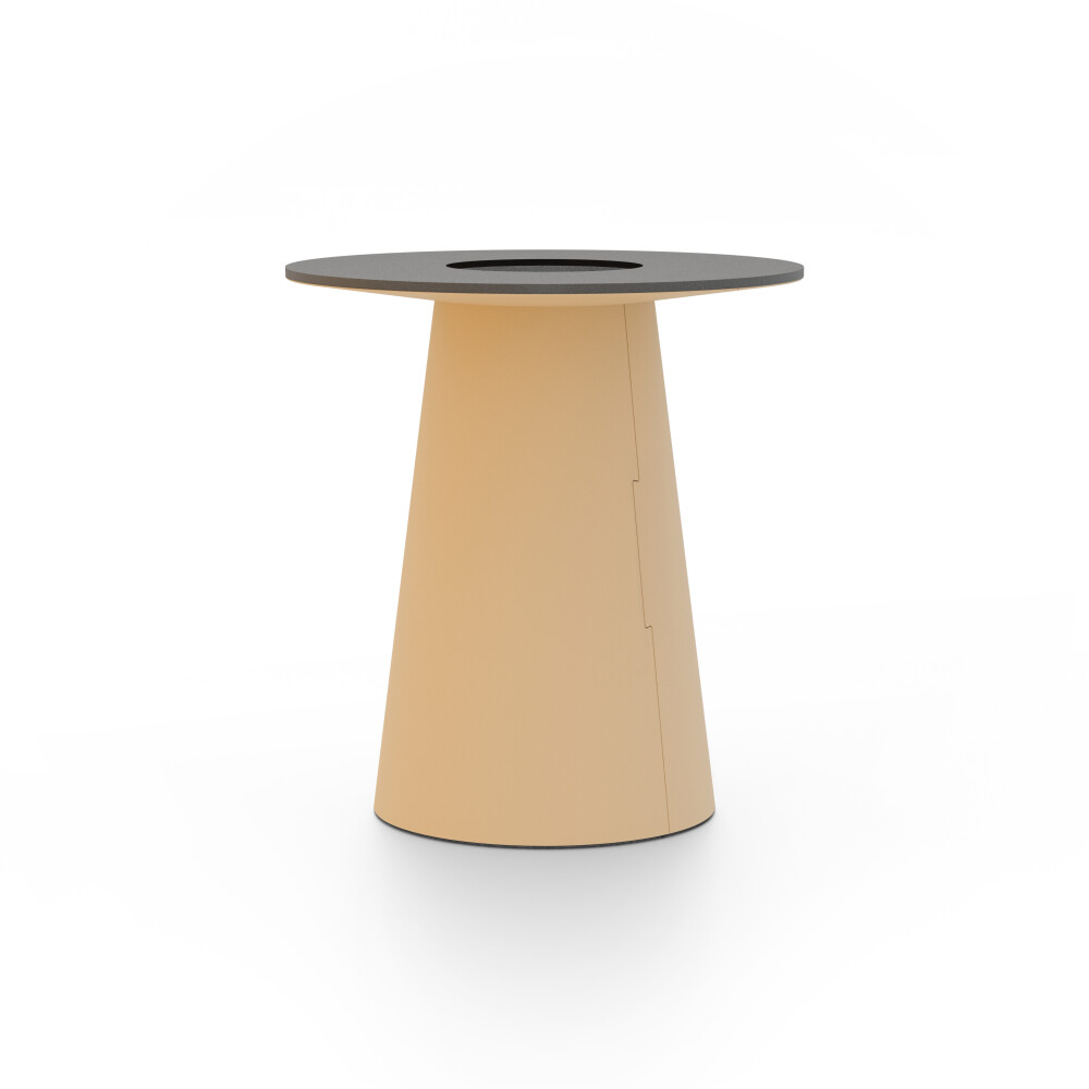 ALT (All Linoleum Table) cone-shaped table base lined with linoleum (4001 Clay), L Ø 45 cm, designed by Keiji Takeuchi