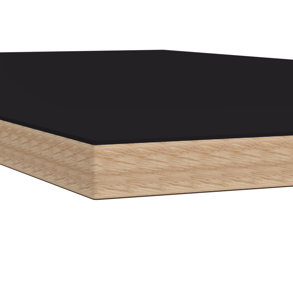 Linoleum tabletop – 4166 Charcoal / Laminboard (Strength 30mm) / Oak