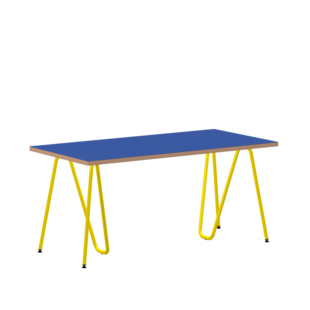 Sinus linoleum table – 4181 Midnight Blue / Laminboard (Strength 30mm) / Larch