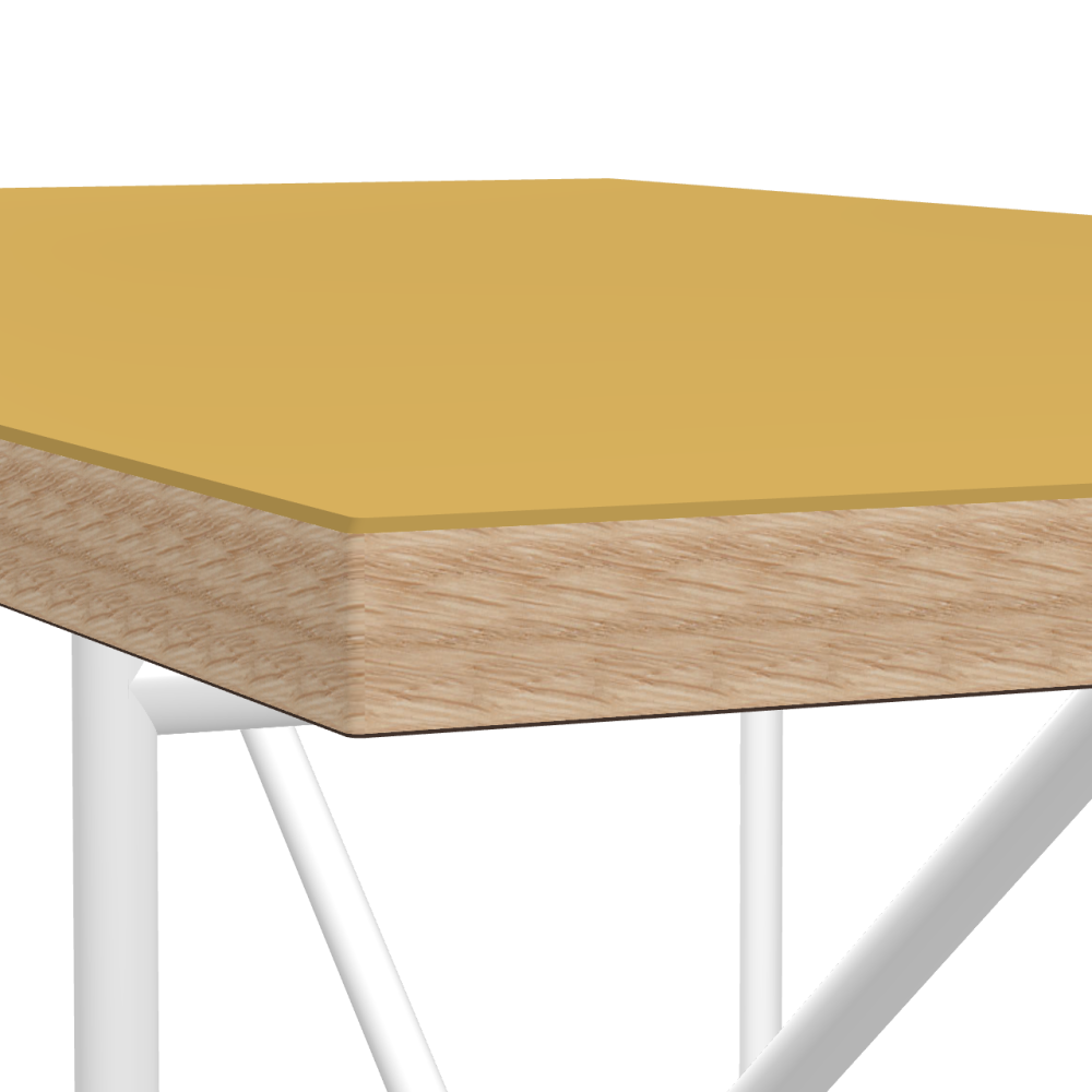 E2 linoleum table – S588 Pure Linoleum – Faust exclusive / Laminboard (Strength 30mm) / Oak