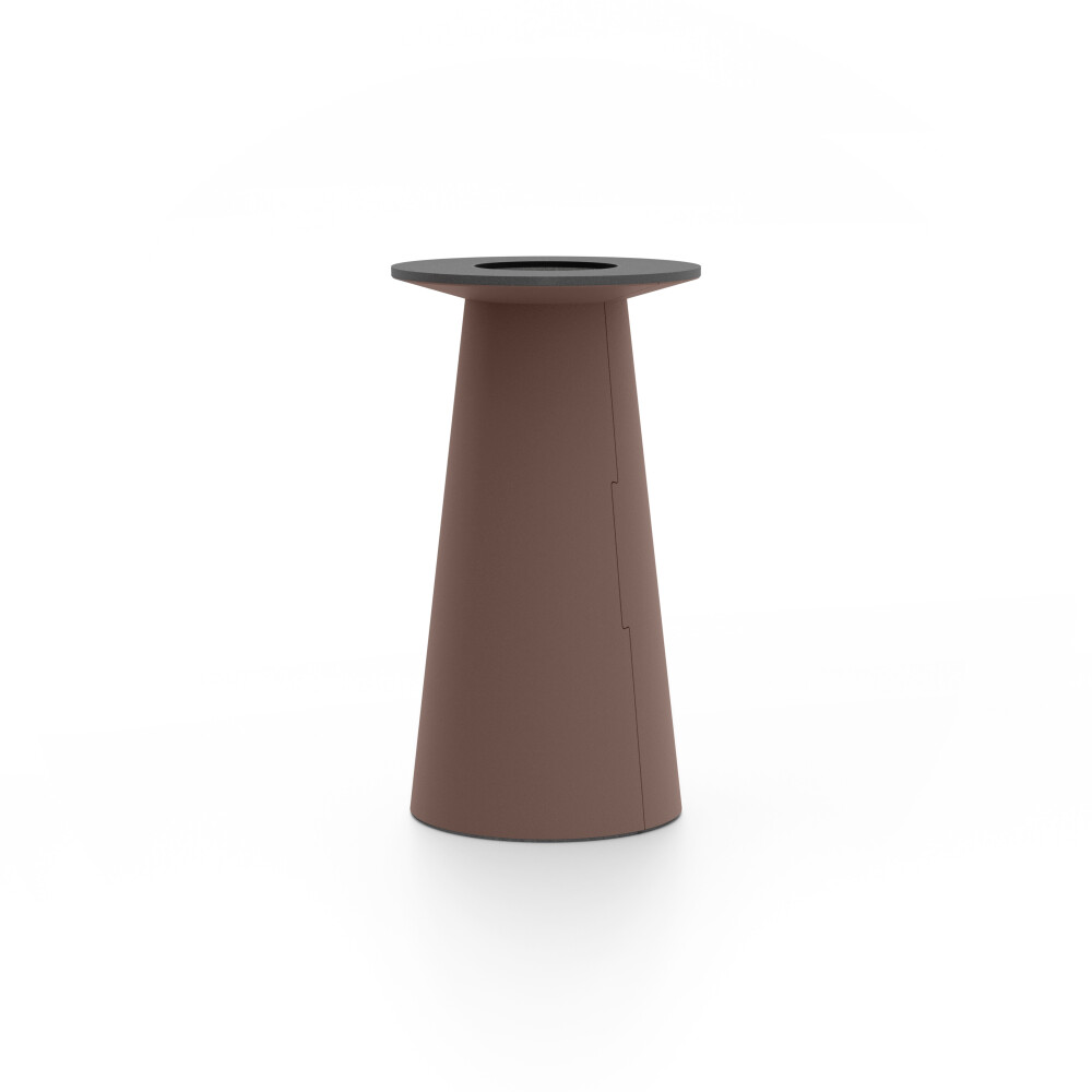 ALT (All Linoleum Table) cone-shaped table base lined with linoleum (4009 Espresso ᴺᴱᵂ), S Ø 36 cm, designed by Keiji Takeuchi