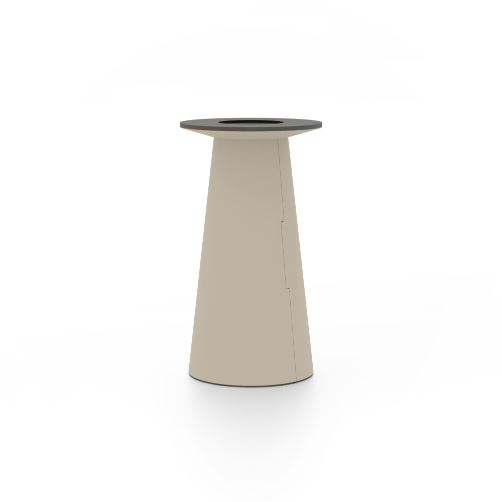 ALT (All Linoleum Table) cone-shaped table base lined with linoleum (4011 Taupe ᴺᴱᵂ), S Ø 36 cm, designed by Keiji Takeuchi