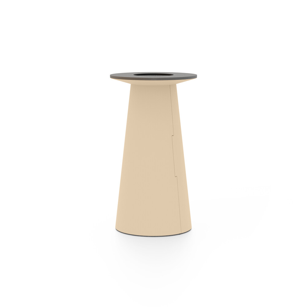 ALT (All Linoleum Table) cone-shaped table base lined with linoleum (4007 Macadamia ᴺᴱᵂ), S Ø 36 cm, designed by Keiji Takeuchi