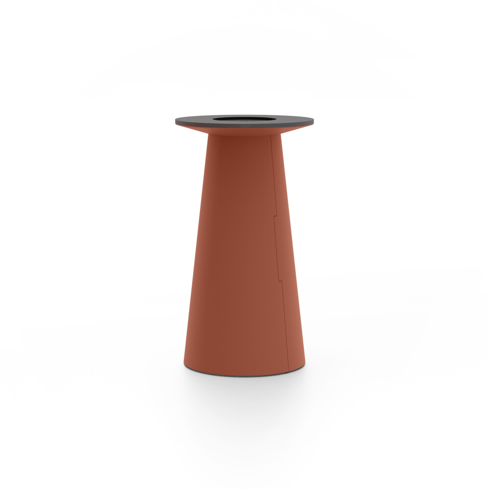 ALT (All Linoleum Table) cone-shaped table base lined with linoleum (4008 Brick ᴺᴱᵂ), S Ø 36 cm, designed by Keiji Takeuchi
