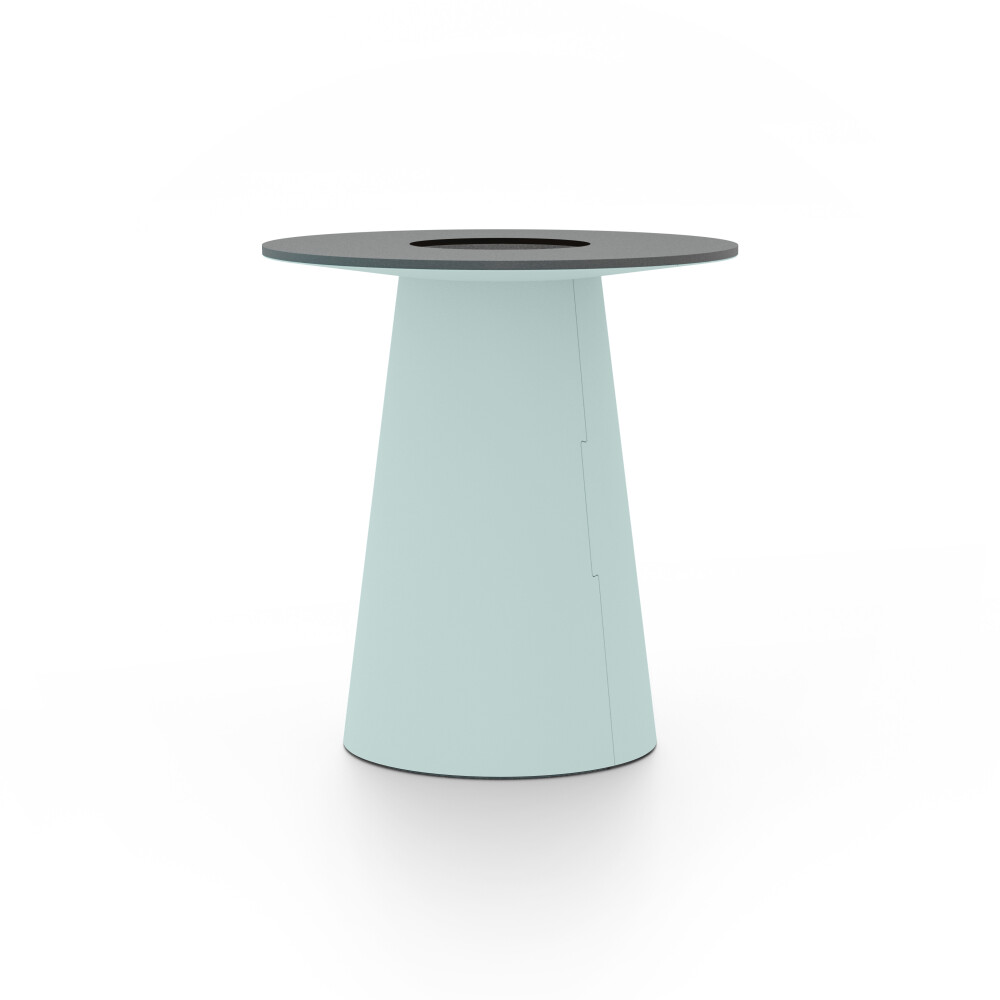 ALT (All Linoleum Table) cone-shaped table base lined with linoleum (4004 Blue Haze ᴺᴱᵂ), L Ø 45 cm, designed by Keiji Takeuchi