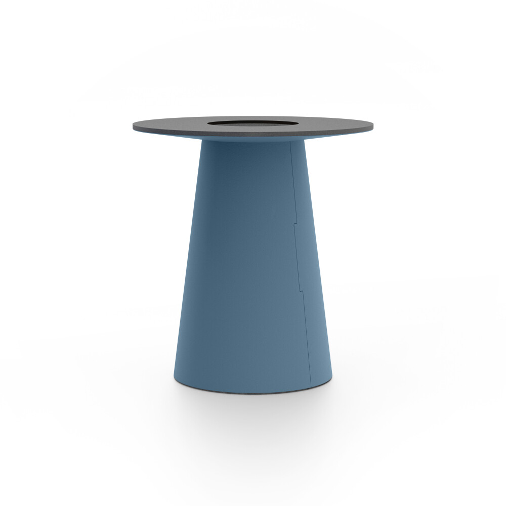 ALT (All Linoleum Table) cone-shaped table base lined with linoleum (4005 Denim ᴺᴱᵂ), L Ø 45 cm, designed by Keiji Takeuchi