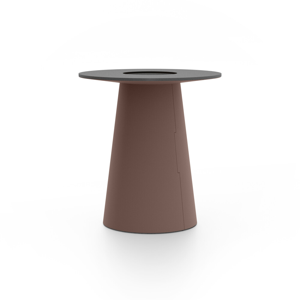 ALT (All Linoleum Table) cone-shaped table base lined with linoleum (4009 Espresso ᴺᴱᵂ), L Ø 45 cm, designed by Keiji Takeuchi