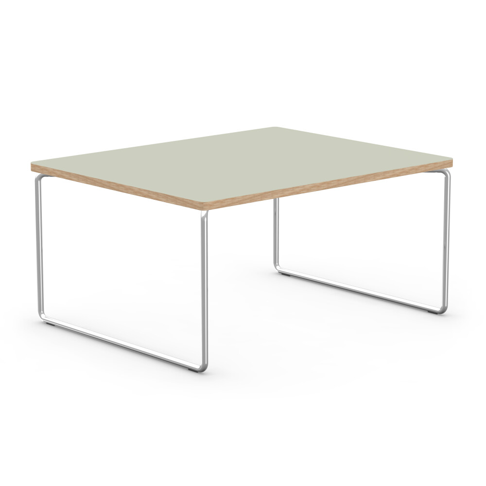LOW & LOWER Coffee Tables - Linoleum Linoleum, 4183 Pistachio - Table Top Edge Oak - Frame Steel, Chrome-plated (glossy) - Dimensions L 40 × W 35 × H 27 cm