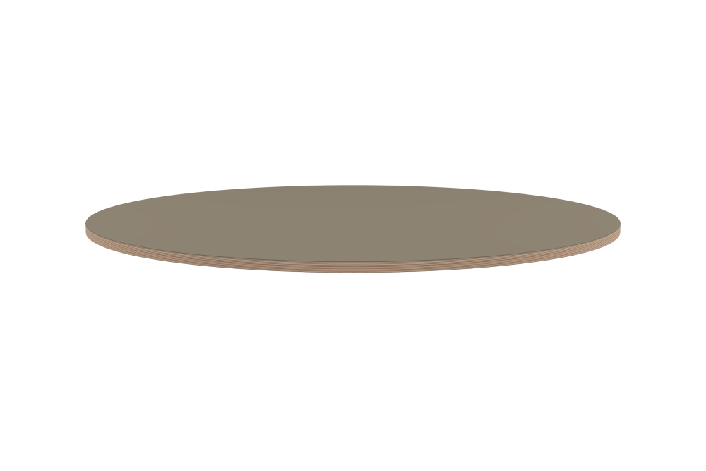 Table Top - Shape Round - Length 150.00 cm - Width 150.00 cm - Thickness 2.6 cm - Freeform 1.00000000 - Surface Linoleum, 4011 Taupe - Core Birch Plywood - Profile Edge 90°