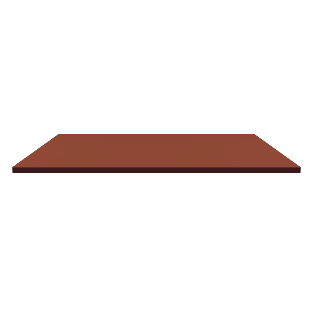 Table Top - Shape Square - Length 150.00 cm - Width 150.00 cm - Radius 0.30 cm - Thickness 3 cm - Surface Linoleum, 4008 Brick - Core Laminboard - Edge Linoleum, 4154 Burgundy - Profile Edge 90°