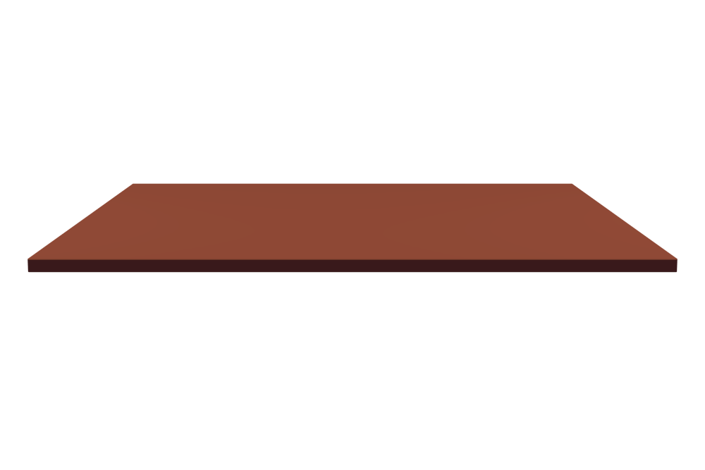 Table Top - Shape Square - Length 150.00 cm - Width 150.00 cm - Radius 0.30 cm - Thickness 3 cm - Surface Linoleum, 4008 Brick - Core Laminboard - Edge Linoleum, 4154 Burgundy - Profile Edge 90°